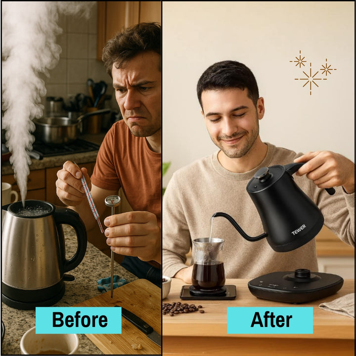 BrewCraft Precision Kettle – 1300W Temp-Control Pour Over | Coffee & Tea Brewer | Trufairs