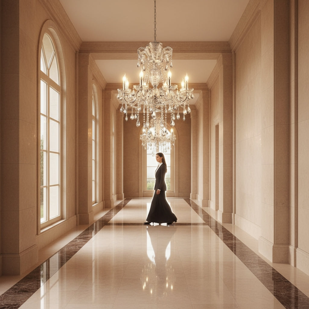 Candle Style Empire Transparent Glass Led Ceiling Light