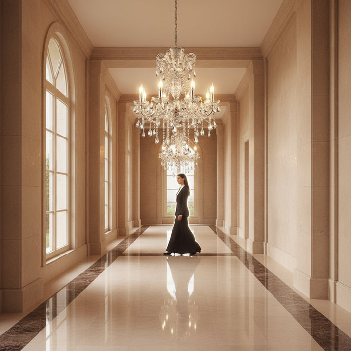 Candle Style Empire Transparent Glass Led Ceiling Light