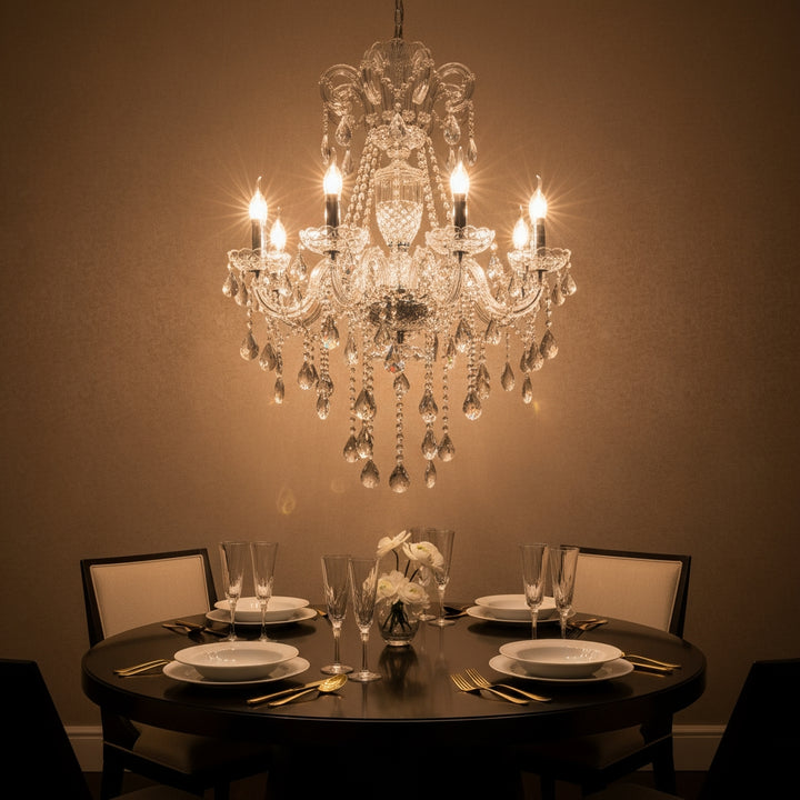 Candle Style Empire Transparent Glass Led Ceiling Light