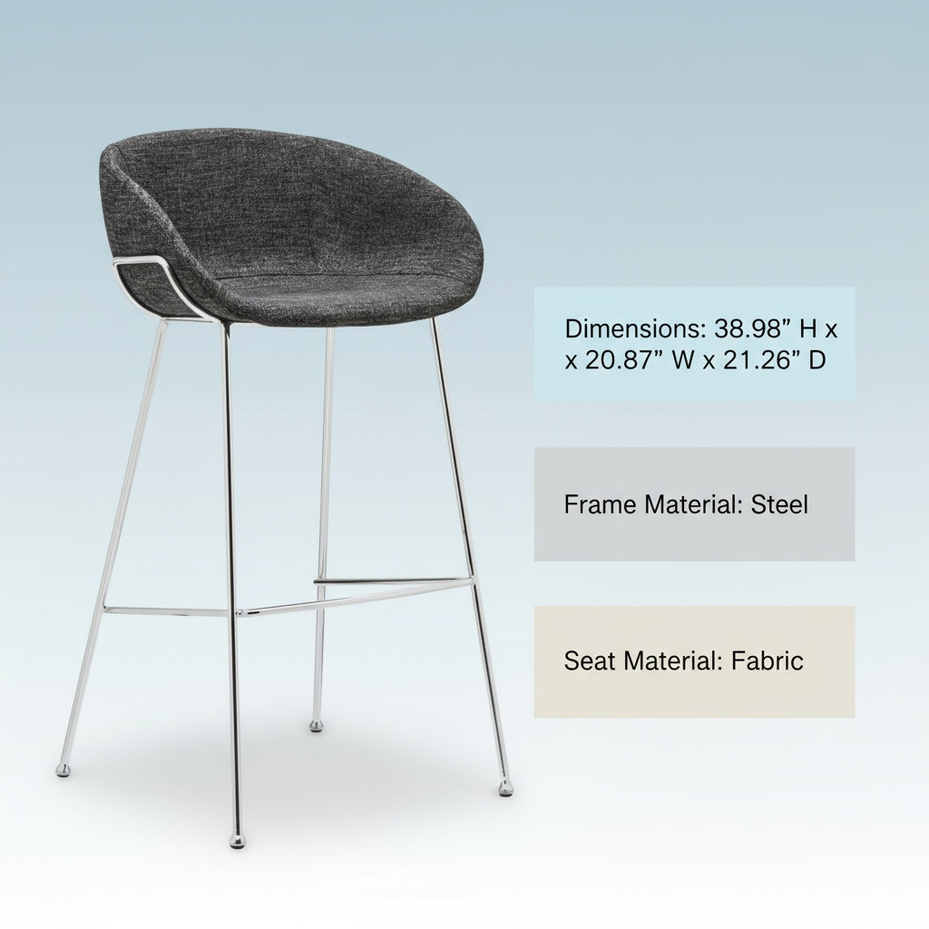 Set of Two 30" Black And Silver Steel Low Back Bar Height Bar Chairs