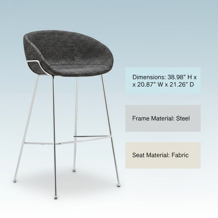 Set of Two 30" Black And Silver Steel Low Back Bar Height Bar Chairs