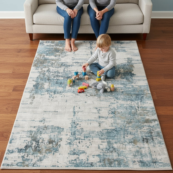 Venice Hayden Ivory/Blue Abstract Area Rug 8'3"x11'6"