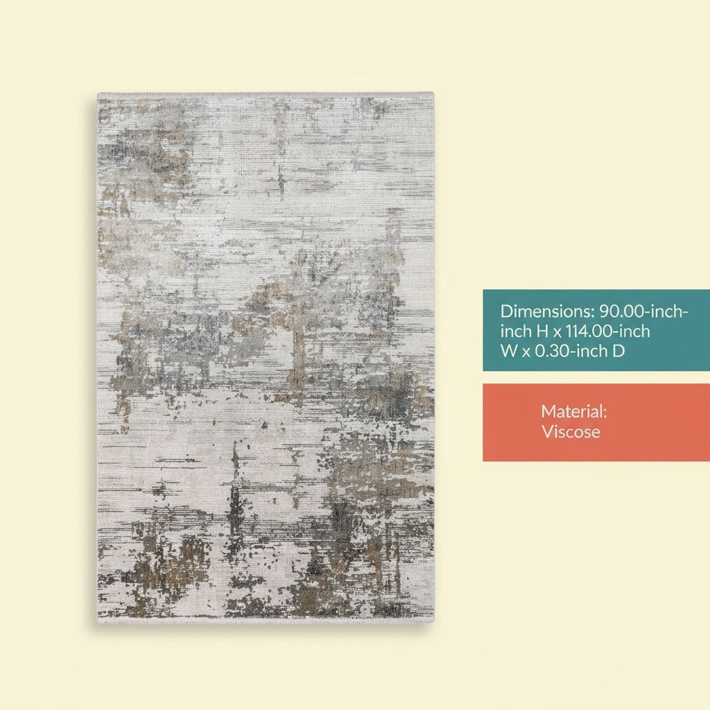 Venice Frasier Ivory/Gold Abstract Area Rug 7'6"x9'6"