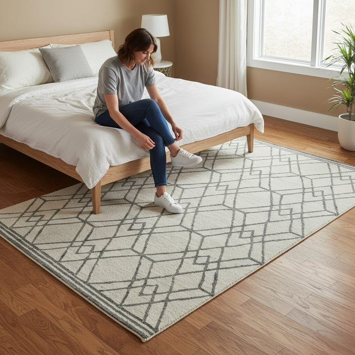 Vista Duncan Ivory Hand-Hooked Wool Area Rug 9'x13'