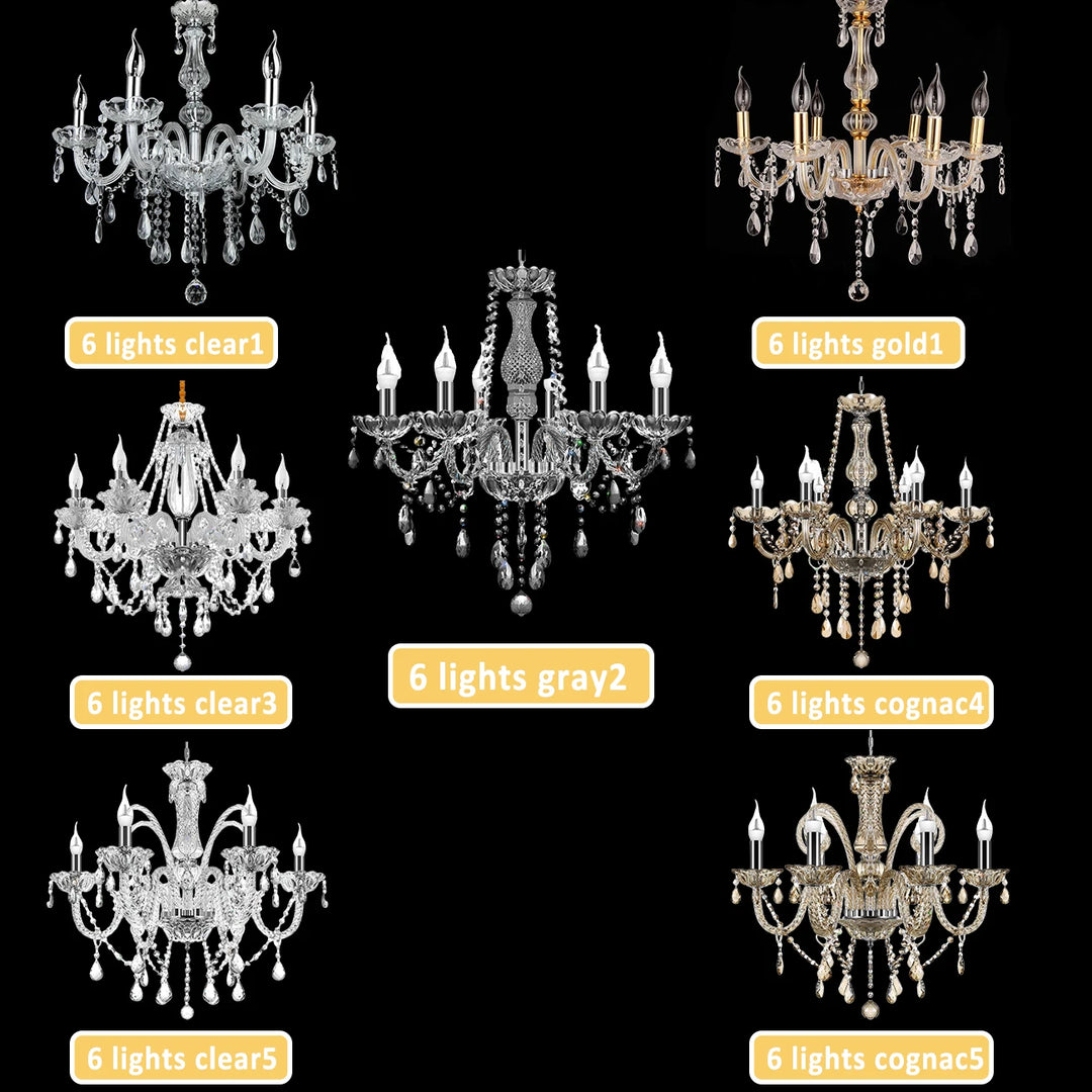 Classic 6 Lights Tassels Chandelier 6 Arms Crystal Lustre Light Modern Ceiling Light Lamp Lighting For Living Room Dining Room