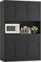 72" Kitchen Pantry Cabinet, Kitchen Hutch with Microwave Stand, Buffet Cabinet with Hutch for Dining Room, Black