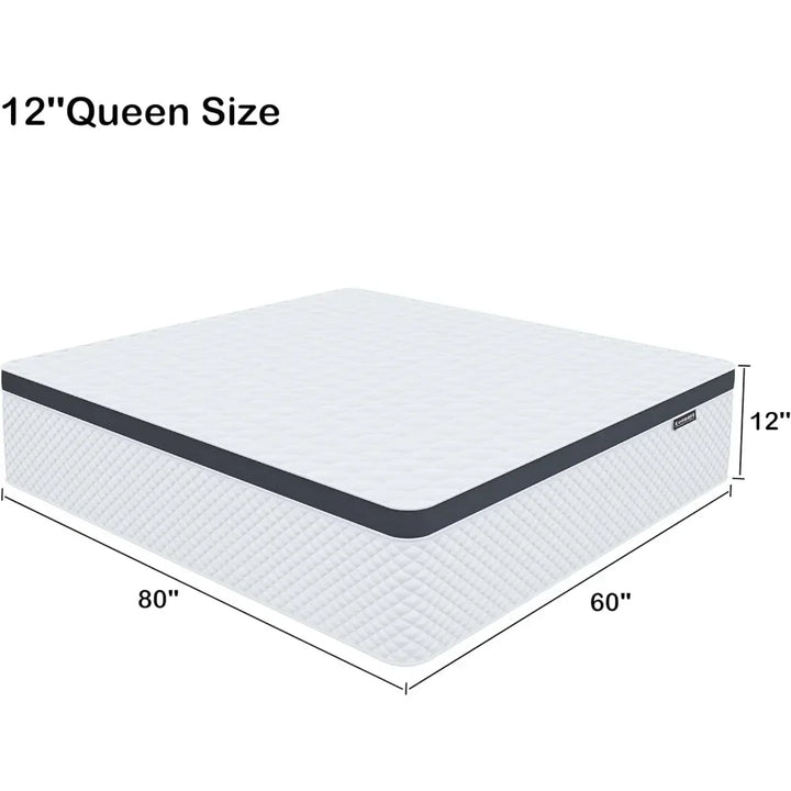 12 Inch Full-Queen Size Mattress, Memory Foam Hybrid Mattresses with Individual Pocket Spring for Motion Isolation&Silent Sleep