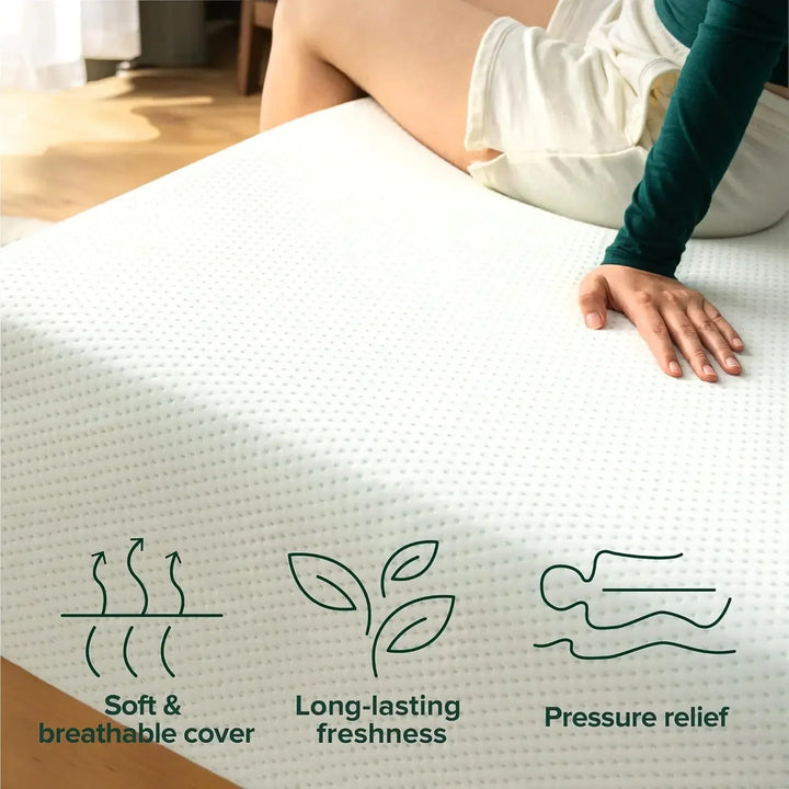ZINUS Green Tea Memory Foam Mattress , Fiberglass free, Medium Firm Feel, Zoned Pressure Relief, Cer