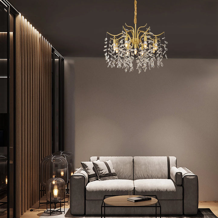 9-Arm Modern Crystal Pendant Lamp LED Chandelier Ceiling Lamp Chandelier Classic Metal For Bedroom Living Room  90*100cm