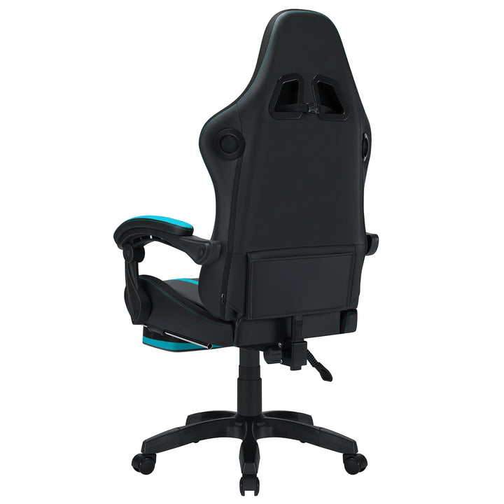 Ergonomic Gaming Chair with Massage Function PU Leather T-shaped Armrest Height Adjustable Recliner Folding Computer Chair