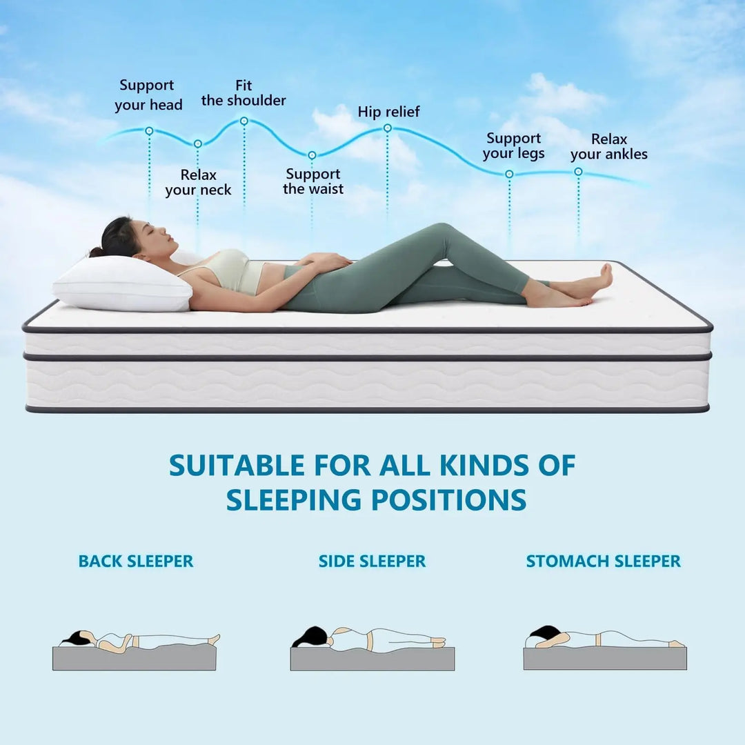 10 Inch King Mattress Hybrid Mattress Memory Foam Innerspring Premium Foam Mattress Pressure Relief CertiPUR-US Certified Medium