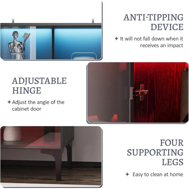 Illuminated Glass Display Cabinet with Adjustable Shelves for Collectibles