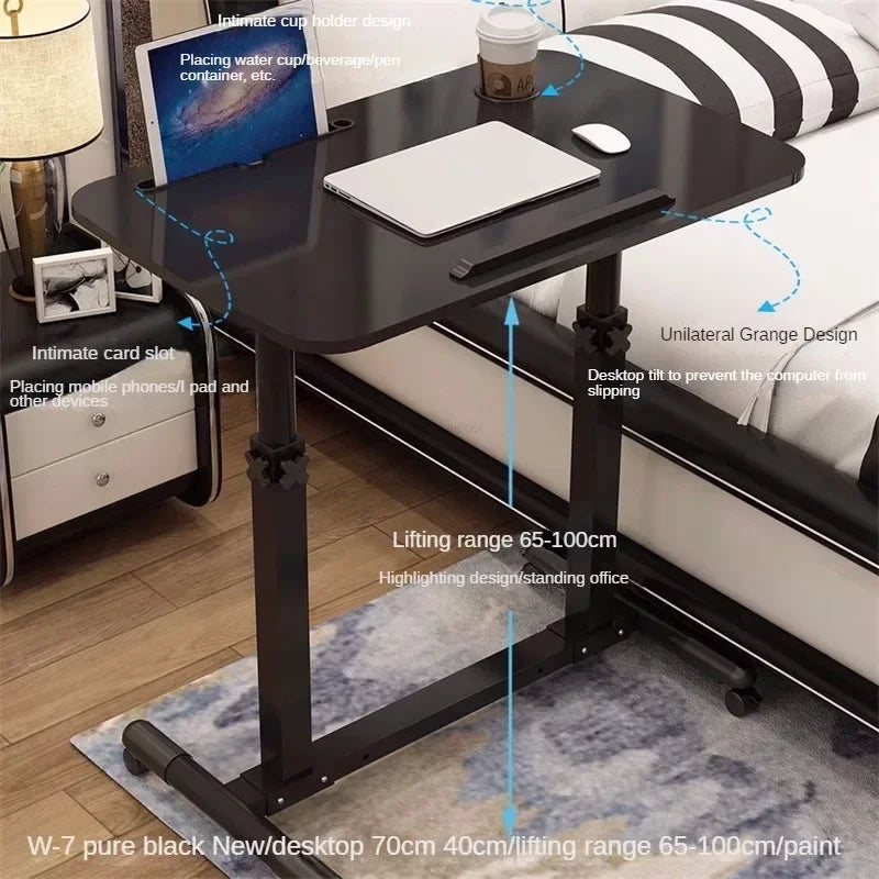 Creative Foldable Computer Desks Living Room Sofa Lazy Bed Office Desk with Wheels Lifting Bedside Table European Home Furniture