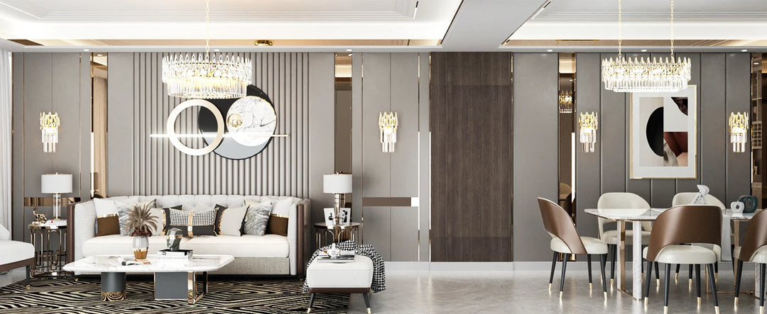 LUVODI Luxury Rectangle Crystal Chandelier Lamp Raindrop Design Pendant Ceiling Light Fixtures for Homes Hotel