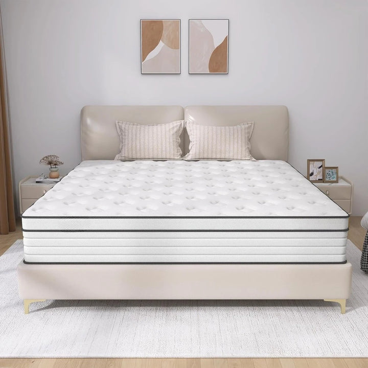 Queen Mattress,14 Inch Hybrid Mattress Independent Pocket Spring Mattress in a Box High Permeability Skin-Friendly