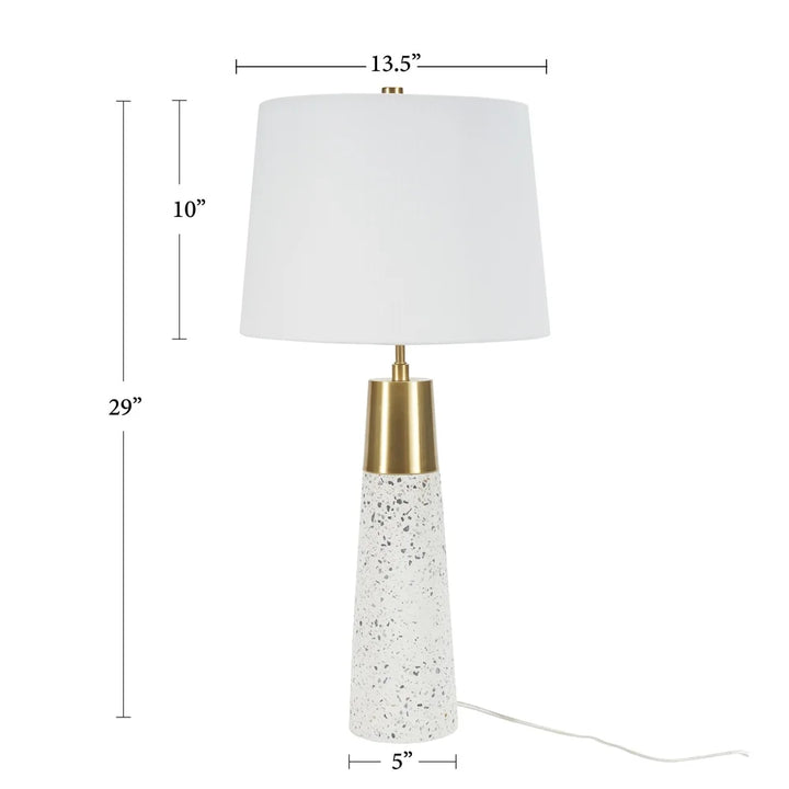 Modern Ceramic Table Lamp with Gold Accents LED Compatible Elegant Terrazzo Design Bedroom Living Room Office End Table Lighting