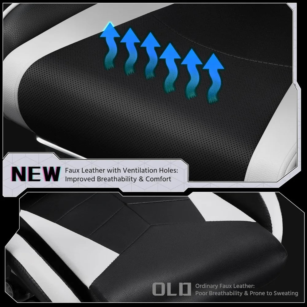 Ergonomic Gaming Chair with Swivel Seat&Headrest, Adjustable Video Game Chair with Massage Lumbar Support and Footrest Height