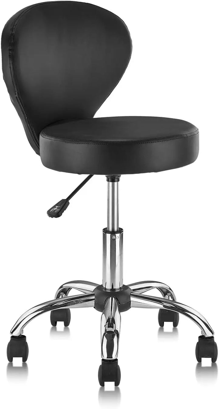 Rolling Swivel Salon Stool Chair with Back Support Adjustable Hydraulic Seat Height 22 in