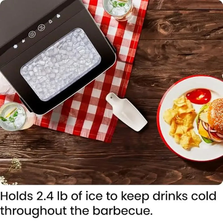 Nugget Ice Maker 33lbs/Day Chewable Pellet Ice LED Control Panel Self-Cleaning Stainless Steel RJ56-PB18-SS