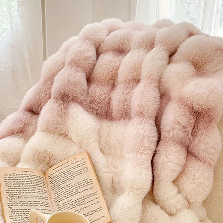 Luxury Thickened Rabbit Fur Plush Blanket High End Ultra Soft Cozy Office Nap Blanket Autumn Winter Sofa Cover for Living Room