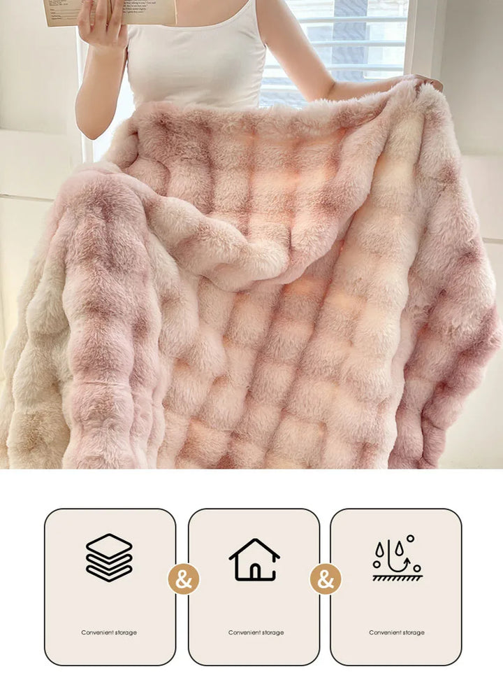 Luxury Thickened Rabbit Fur Plush Blanket High End Ultra Soft Cozy Office Nap Blanket Autumn Winter Sofa Cover for Living Room