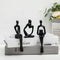 Home Decor Thinker Statue Accents, Set of 3 Thinker Sculptures Office Decor Modern Abstract  Decoration (Small Black)