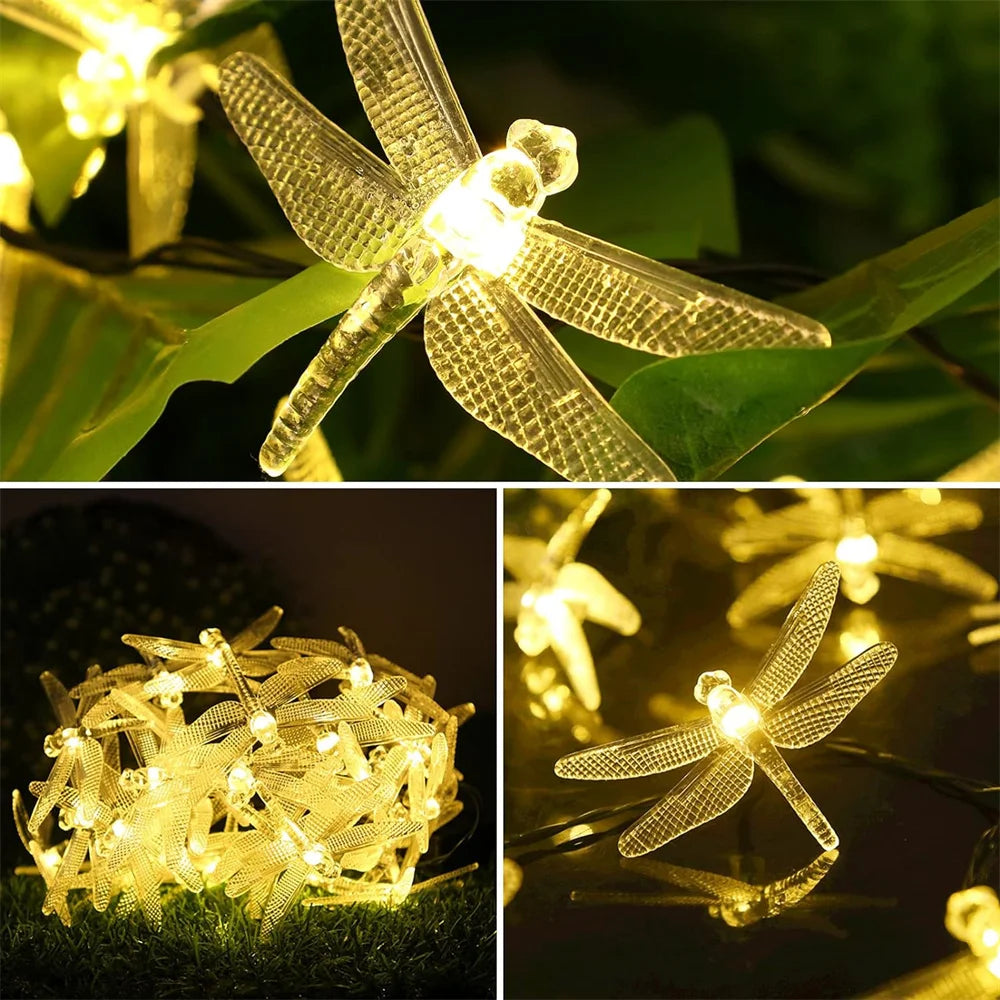 Solar Dragonfly Fairy String Lights â€“ 20 LED Waterproof Outdoor/Indoor Decorative Accent | Garden, Fence, Patio, Party | Trufairs