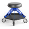 Robust Steel Pro Shop Chair for Mechanics, Automotive, DIY - 400 lb Capacity Garage Stool, Large Wheels (Black Seat, Blue Frame)