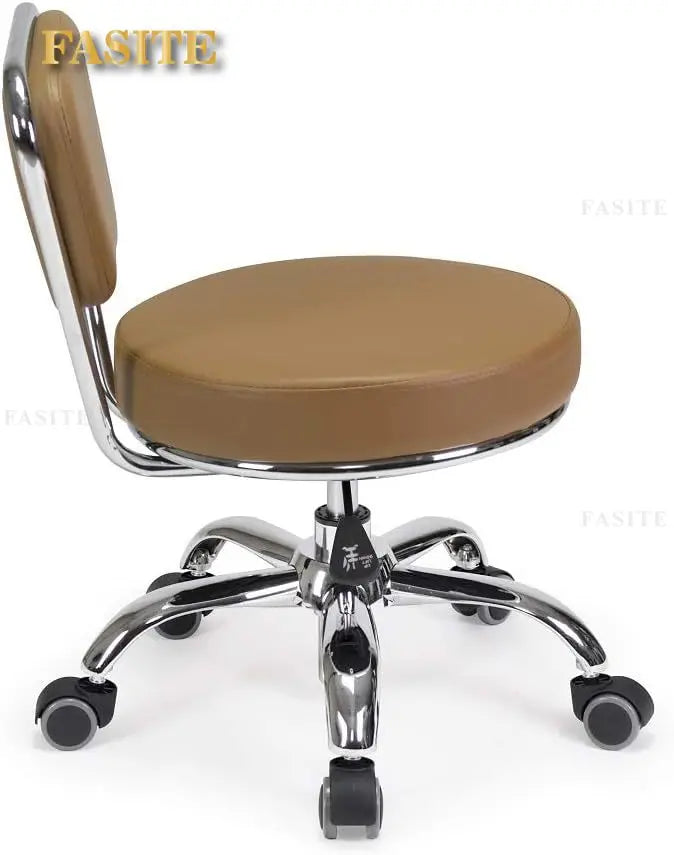 Nordic Short Stool Adjustable 13-15 Rolling Pneumatic, Paded Shower Bench Back-Support
