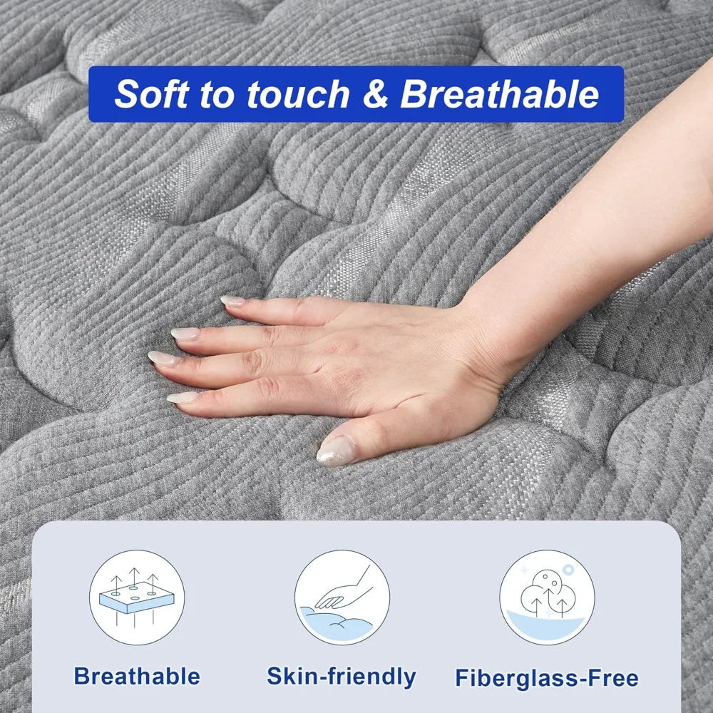 Mattress,14 Inch Queen Size Hybrid Mattress with Extra Lumbar Support for Back Pain Relief, Cool Sleep, Edge Support