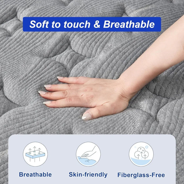 Mattress,14 Inch Queen Size Hybrid Mattress with Extra Lumbar Support for Back Pain Relief, Cool Sleep, Edge Support