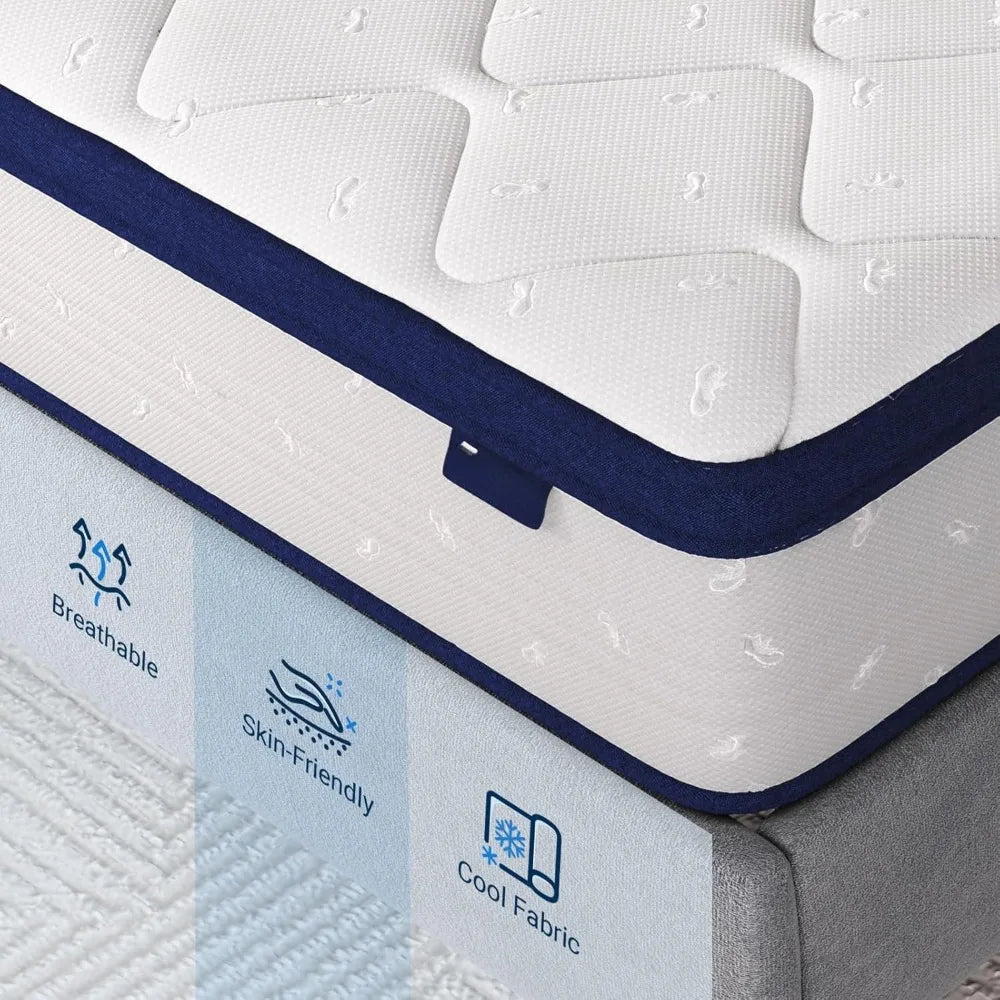 Twin Size Mattress, Medium Plush Twin Size Bed Mattresses,  in A Box for Pain Relief & Motion Isolation, Mattress