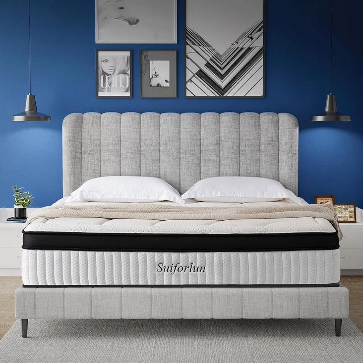 2025NEW Queen Mattress, 14 Inch Euro Top Gel Memory Foam and Pocket Coils Innerspring Hybrid Mattress Queen with 7 Premium Layer