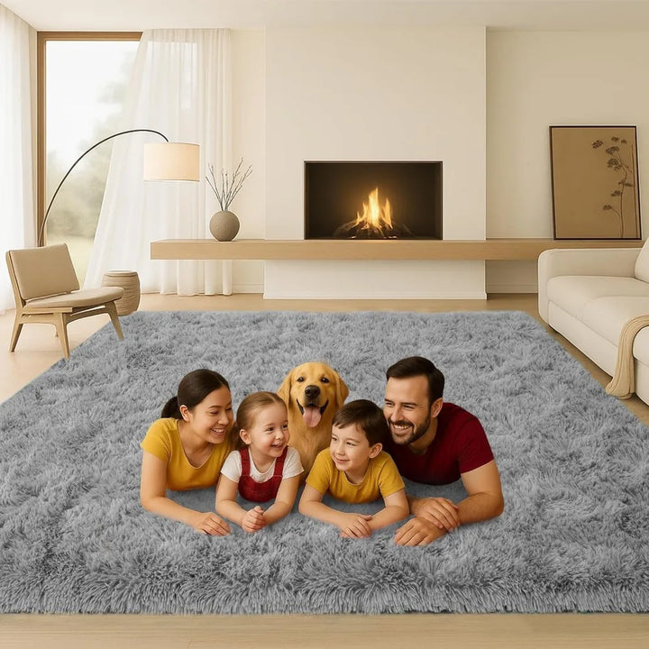 Spacious 9x12 Living Room Rug, Plush Shag for Bedrooms, Anti-Slip Ultra Plush Rug, Modern Plush Carpet for Kids