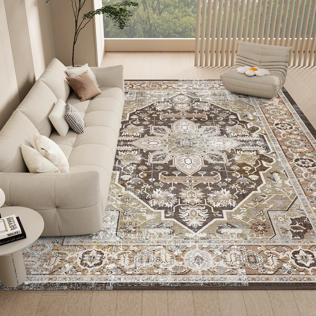 Orhopui Boho Area Rug, Machine Washable Outdoor Camping Rug, Non-Slip Stain Resistant Machine Washable Rug