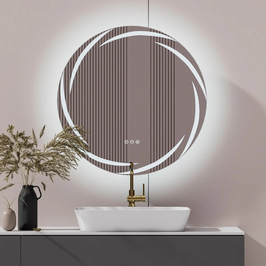 80 cm Round LED Backlit Bathroom Vanity Mirror – Anti-Fog, Touch Sensor | Trufairs