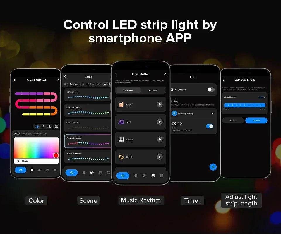 USB Christmas RGBIC String Light Tuya WIFI Remote Control 5M 10M 20M Pixel String Light WS2812 Music Waterproof Fairy Lights