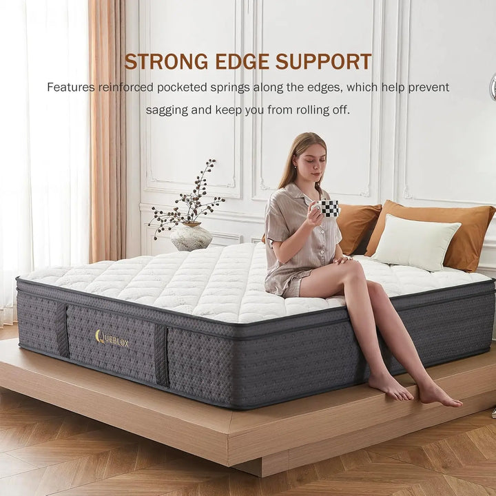 King Mattress 12 Inch King Size Hybrid Mattresses in a Box Memory Foam and Independent Pocket Springs for Pressure Relief CertiP