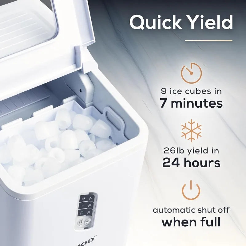 Igloo Automatic Ice Maker, Self- Cleaning, Countertop Size, 26 Pounds in 24 Hours, 9 Large or Small Ice Cubes in 7 Minutes