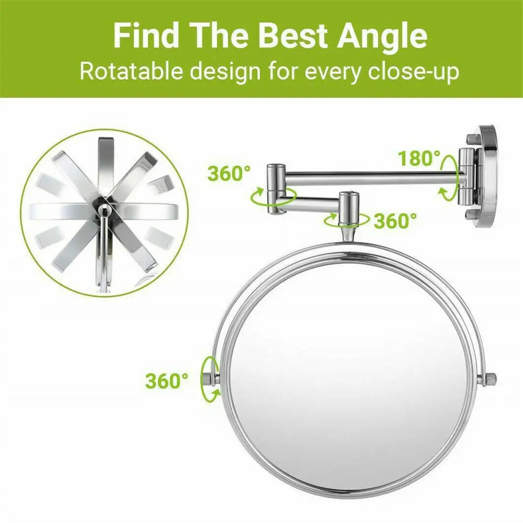 10X Magnifying Wall Mounted Mirror 360 Swivel Makeup Mirror 8" Double Sided Vanity Bathroom Mirror Shaving