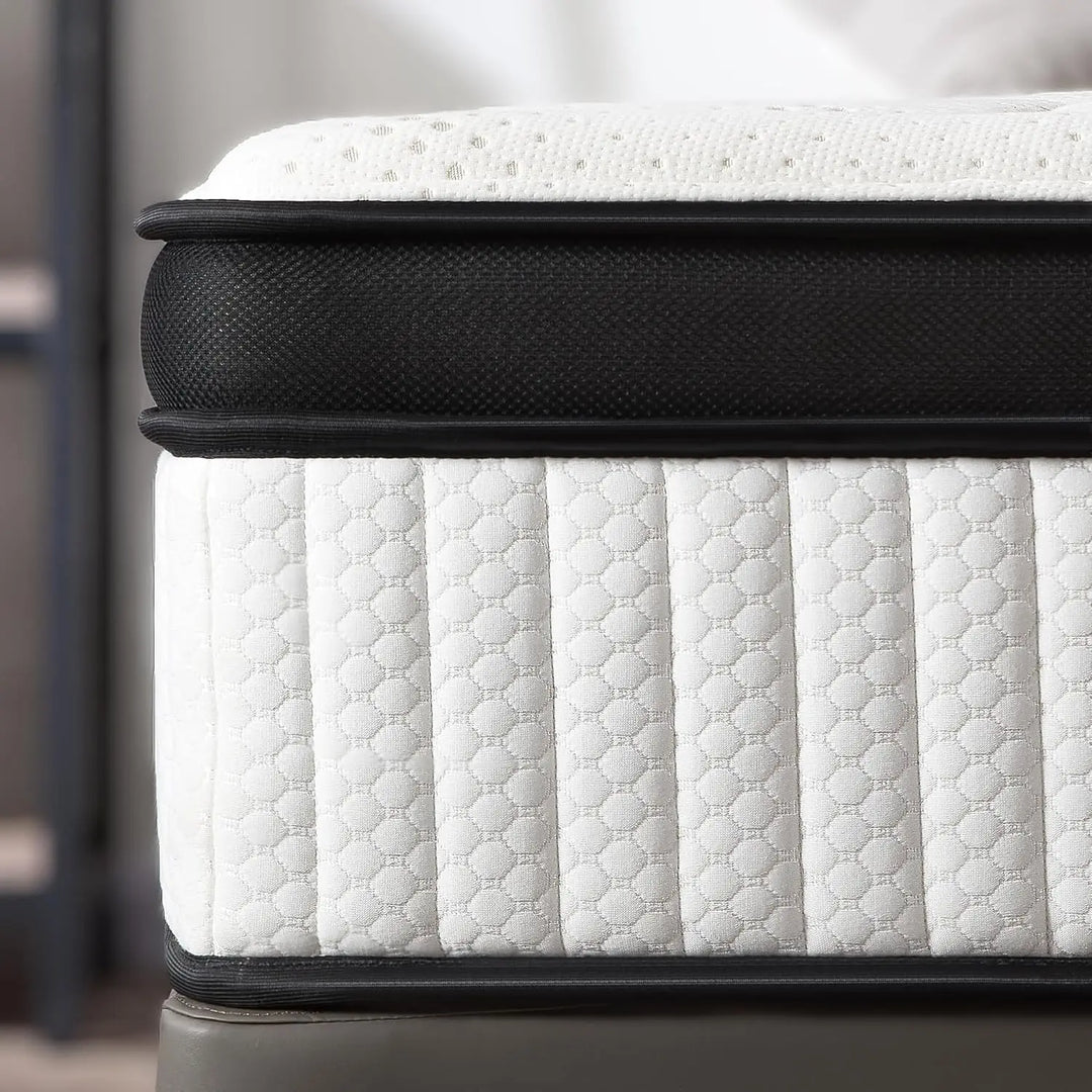 2025NEW Queen Mattress, 14 Inch Euro Top Gel Memory Foam and Pocket Coils Innerspring Hybrid Mattress Queen with 7 Premium Layer