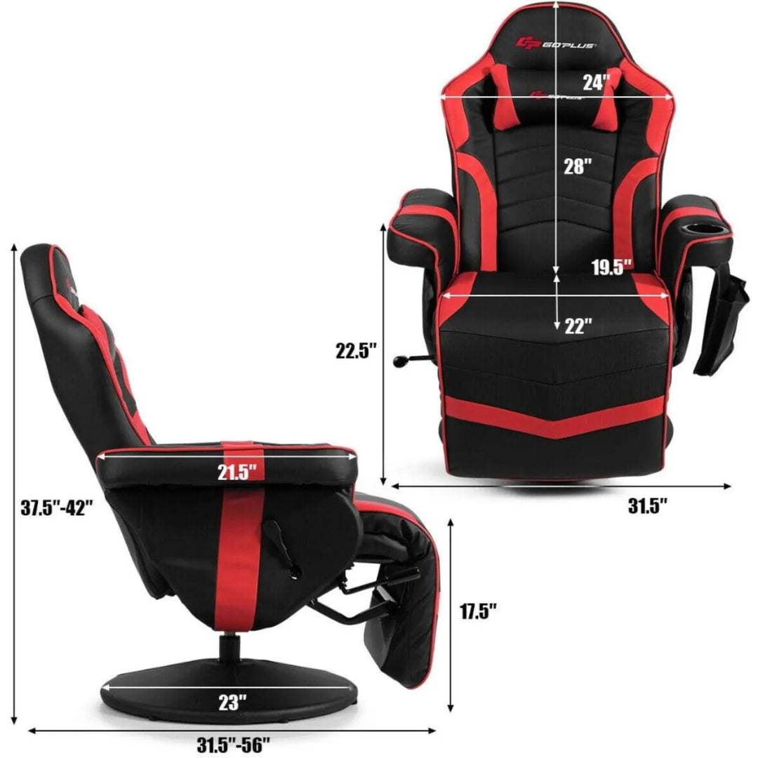 Ergonomic PU Leather Gaming Chair - Adjustable Massage Recliner w/ Footrest for Long Sessions