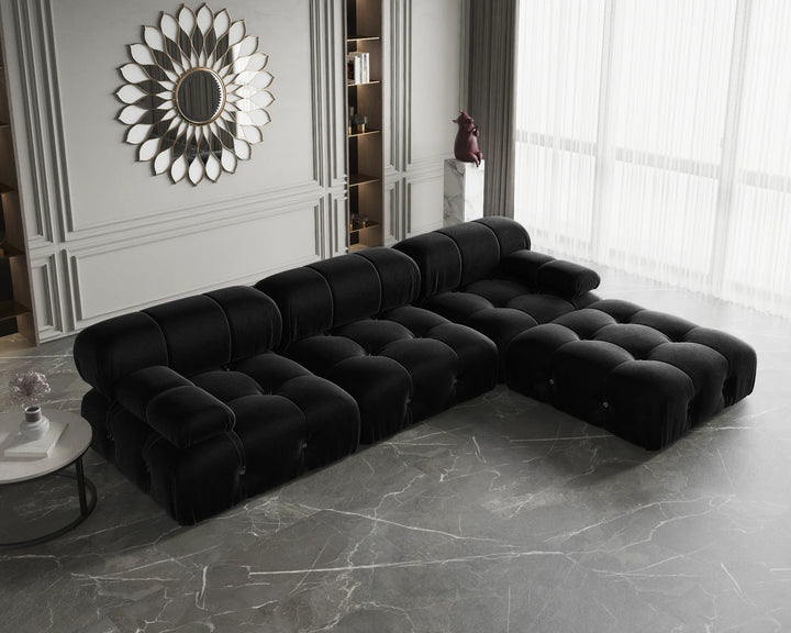 Sdorens Sectional Sofa Living Room Sofas L-Shaped Velvet Couch with Reversible Ottoman Convertible Modern Design Couch Sofa