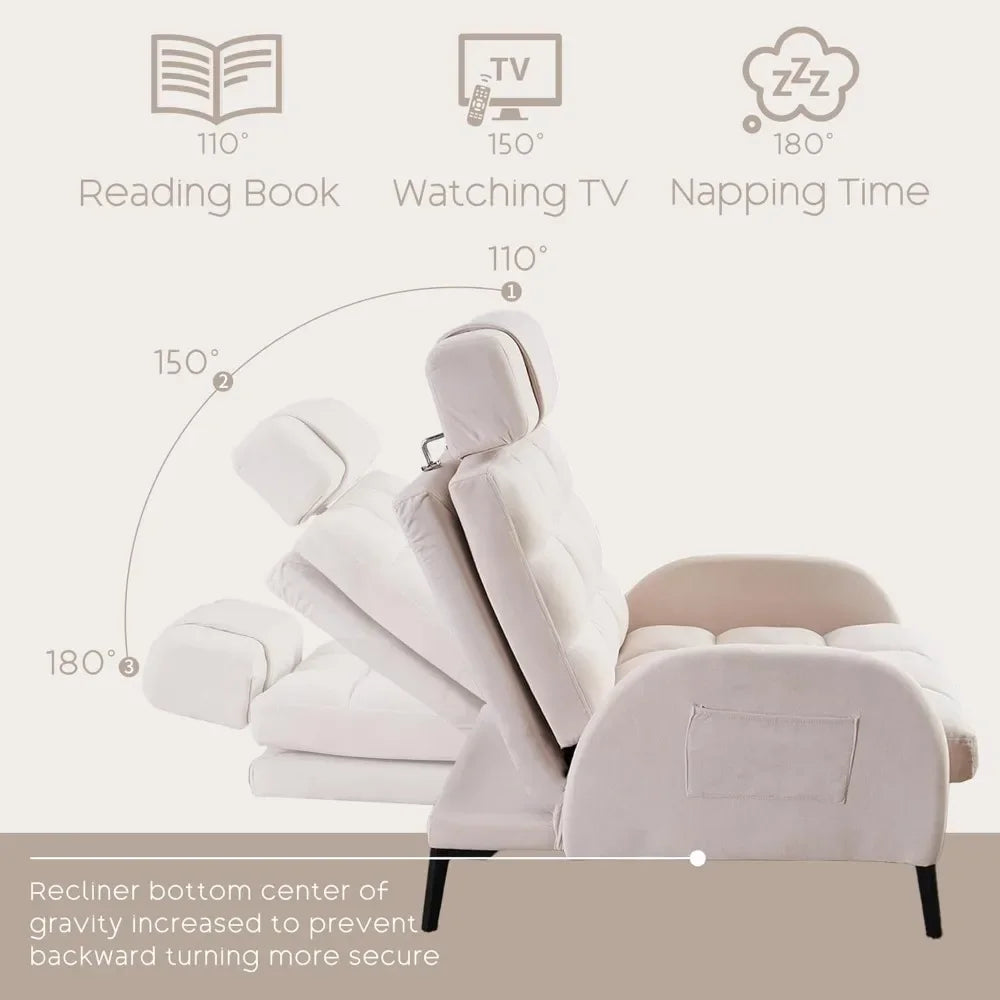 Accent Chair with Ottoman, Comfy Reading Chair and Ottoman Set, Modern Velvet Lounge Armchair with Storage and Adjustable Backre