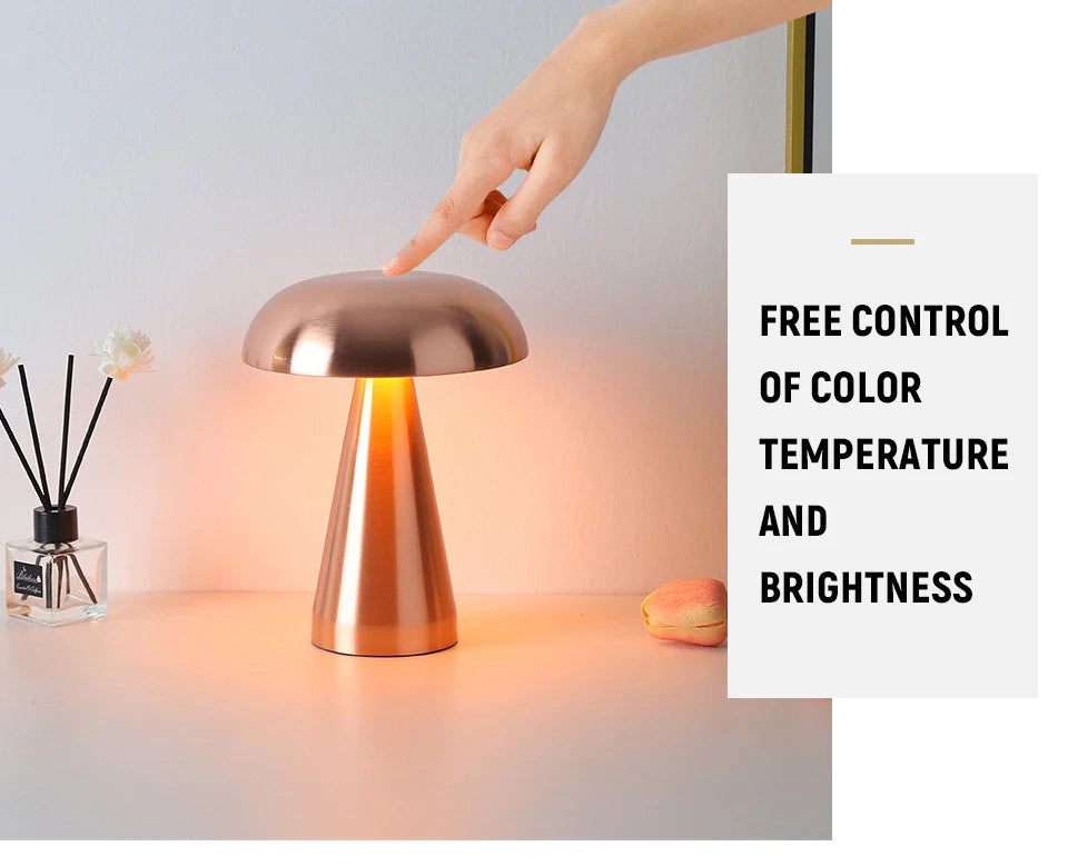 Retro table lamp Mushroom LED Night Light Rechargeable desk lamp Touch Sensor Reading Lights  for bedroom  Restaurant Bar Decor