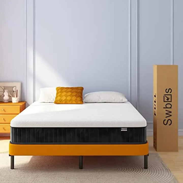 12 Inch Memory Foam Hybrid Queen Size Mattress in a Box Firm Support & Pressure Relief Comfort Knit Fabric Orthopedic Design