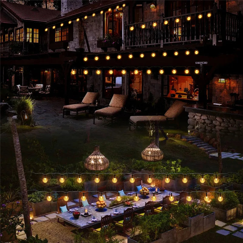 Solar Crystal Ball String Lights â€“ 4 Colors, 8 Modes Outdoor Garden & Balcony Accent | Eco-Friendly LED Decor | Trufairs