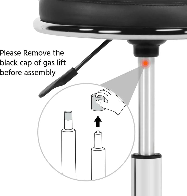 Rolling Swivel Salon Stool Chair Nail Chair Height Adjustable Home Spa Massage Manicure Facial Stool with Backrest and Wheels