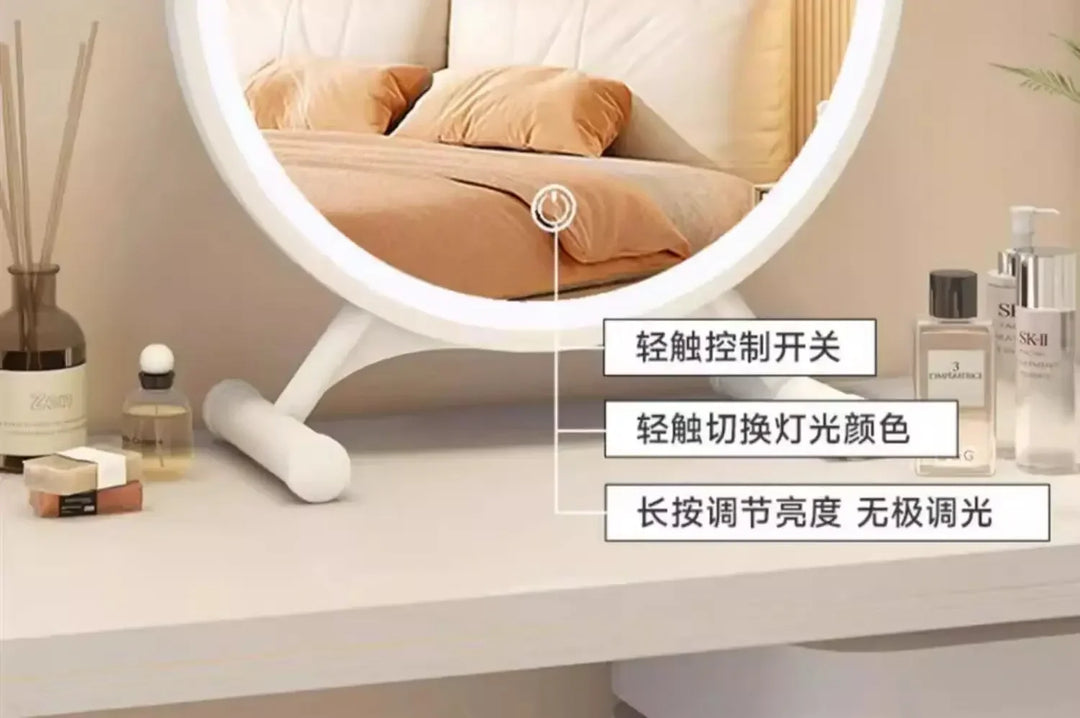 Unique Makeup Mirror Compact Korean Bedroom Funky Girl Aesthetic Items Art Circular Mirror Cosmetics Vestidores Decoracao Quarto